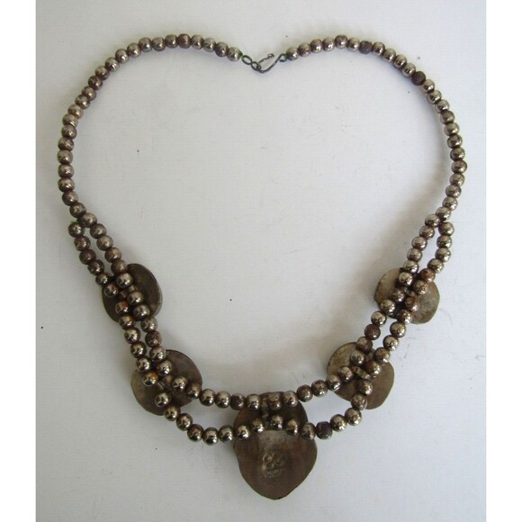 Vintage 925 Mexican Sterling Silver Green Onyx Statement Necklace 23” 113g - Picture 6 of 8